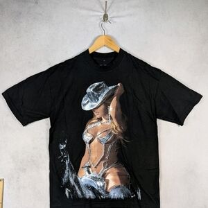 Black Graphic Tee with Rhinestone Cowboy Girl